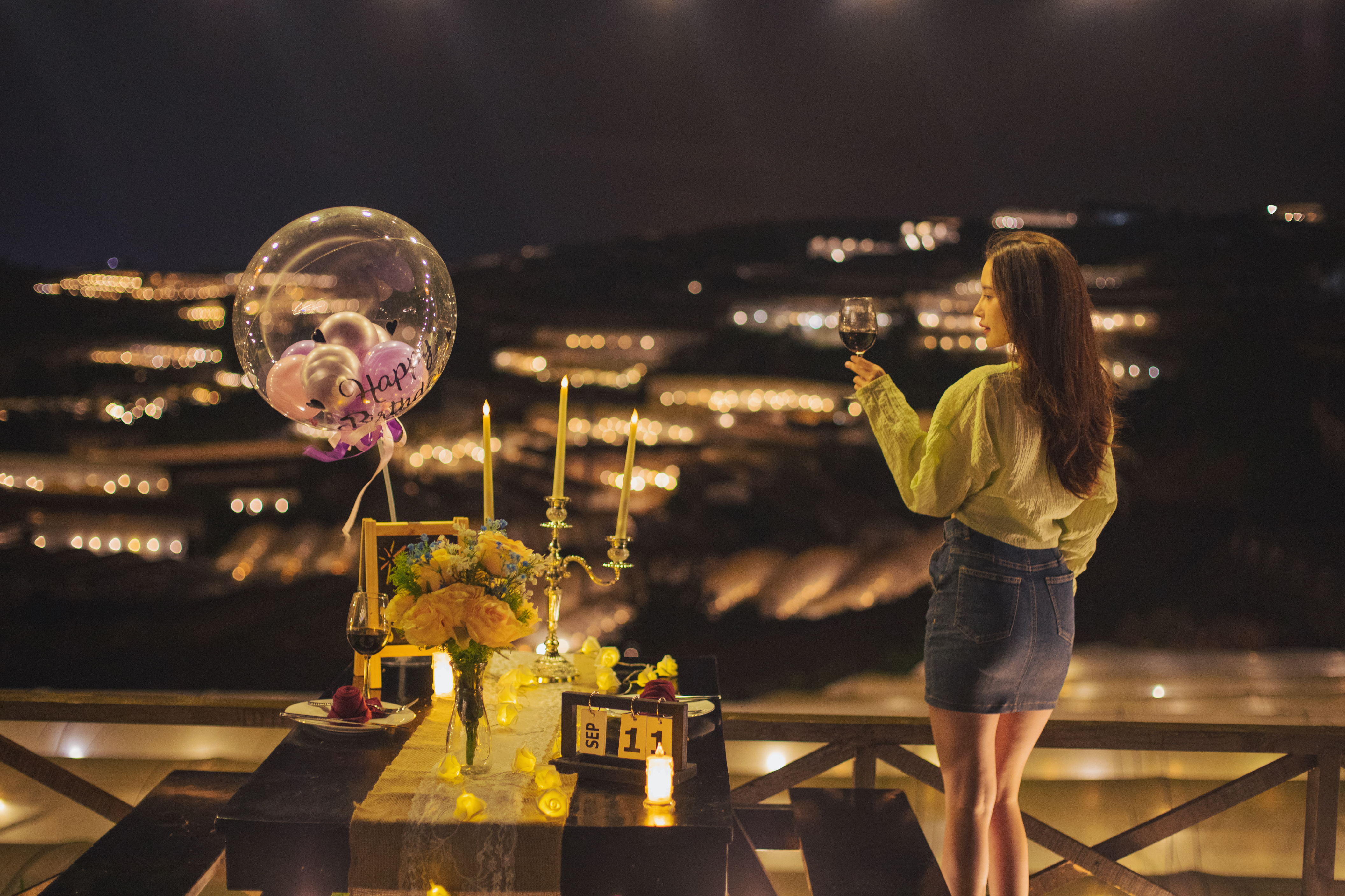 Setup tiệc sinh nhật tại quán nướng Đà Lạt Trạm Dừng Chill